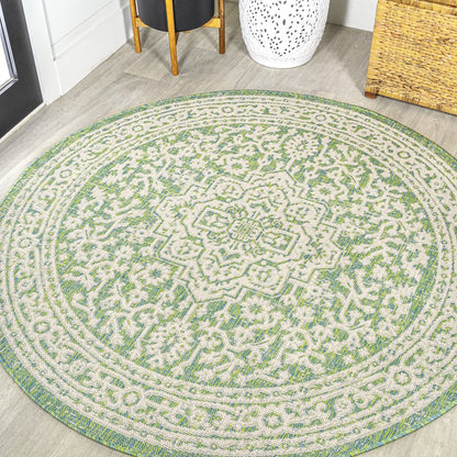 Sinjuri Medallion Textured Weave Indoor/Outdoor Area Rug