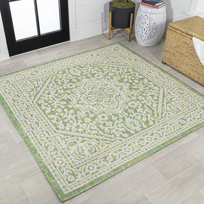 Sinjuri Medallion Textured Weave Indoor/Outdoor Area Rug