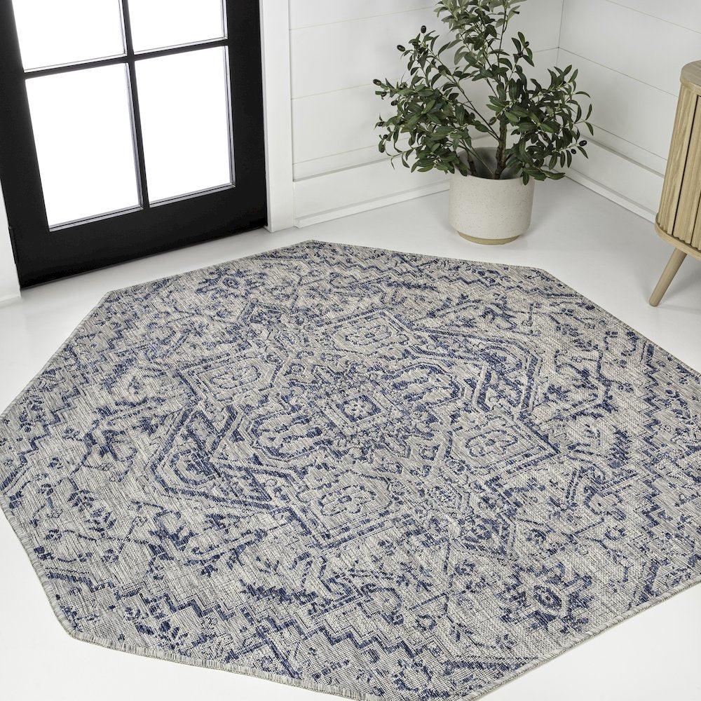 Estrella Bohemian Medallion Textured Weave Red/Taupe Indoor/Outdoor Area Rug