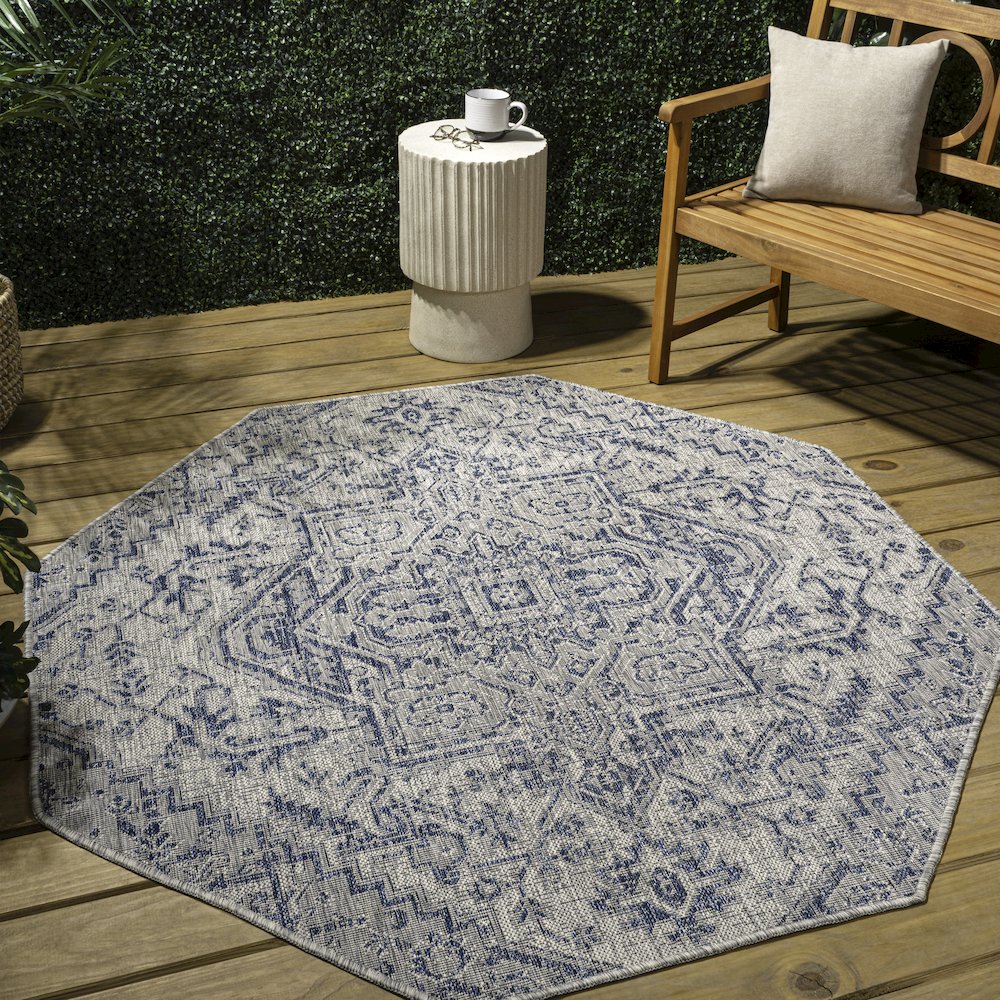 Estrella Bohemian Medallion Textured Weave Red/Taupe Indoor/Outdoor Area Rug