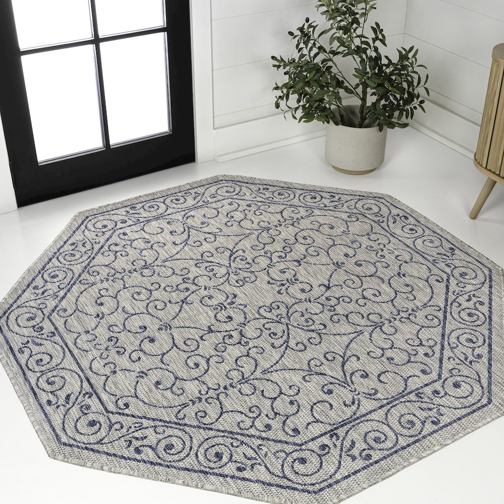 Charleston Vintage Filigree Textured Weave Beige/Brown Indoor/Outdoor Area Rug