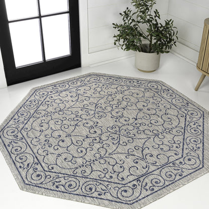 Charleston Vintage Filigree Textured Weave Beige/Brown Indoor/Outdoor Area Rug