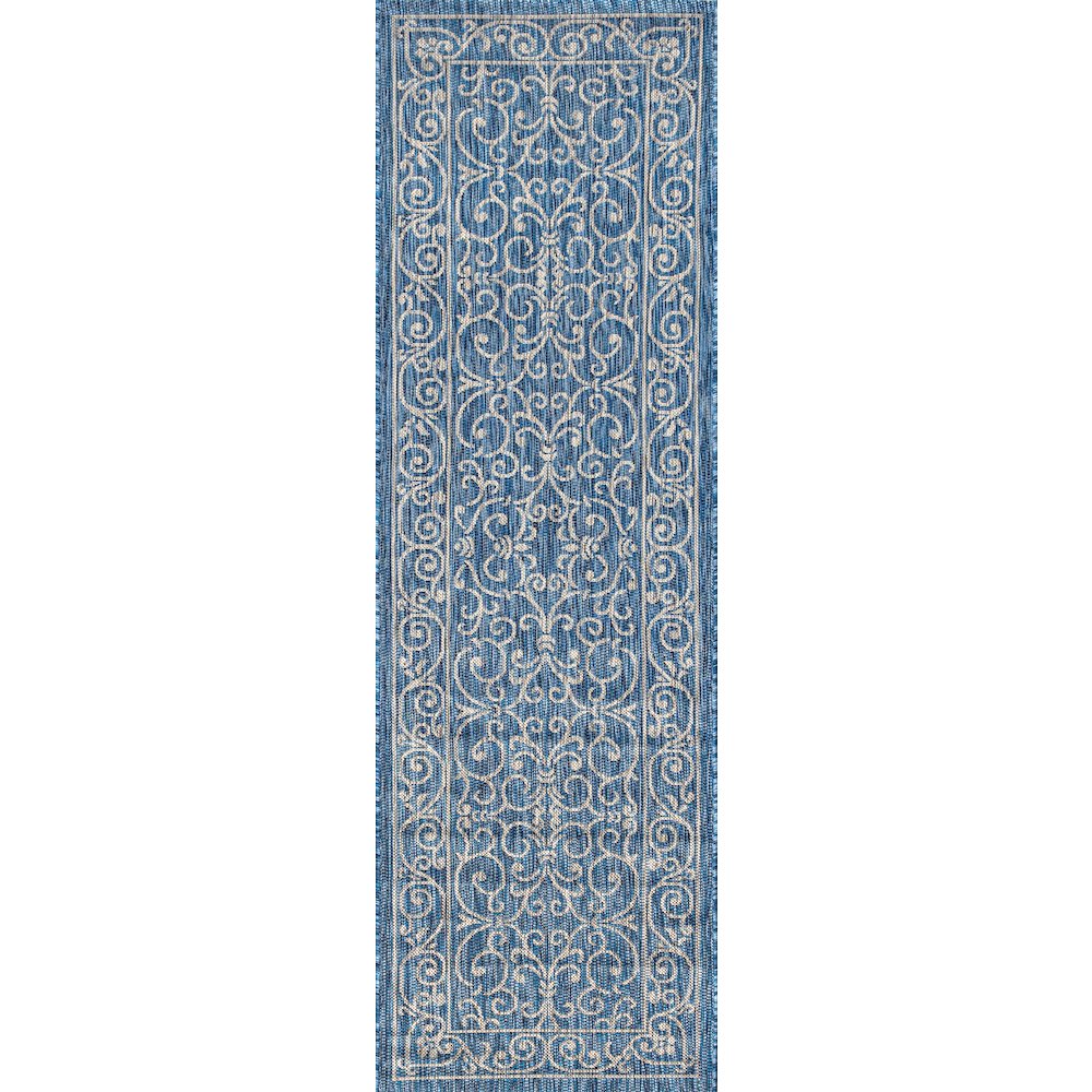 Charleston Vintage Filigree Textured Weave Indoor/Outdoor Runner Rug