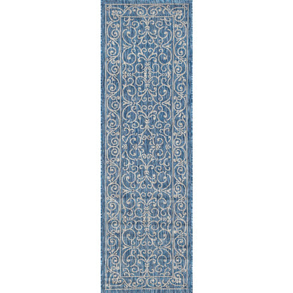 Charleston Vintage Filigree Textured Weave Indoor/Outdoor Runner Rug