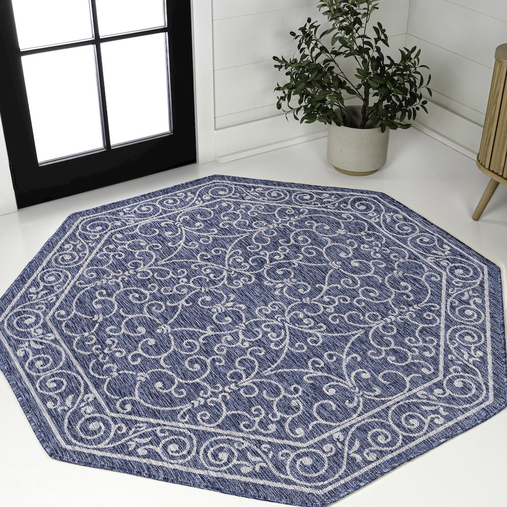 Charleston Vintage Filigree Textured Weave Beige/Brown Indoor/Outdoor Area Rug