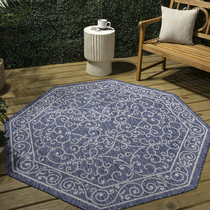 Charleston Vintage Filigree Textured Weave Beige/Brown Indoor/Outdoor Area Rug