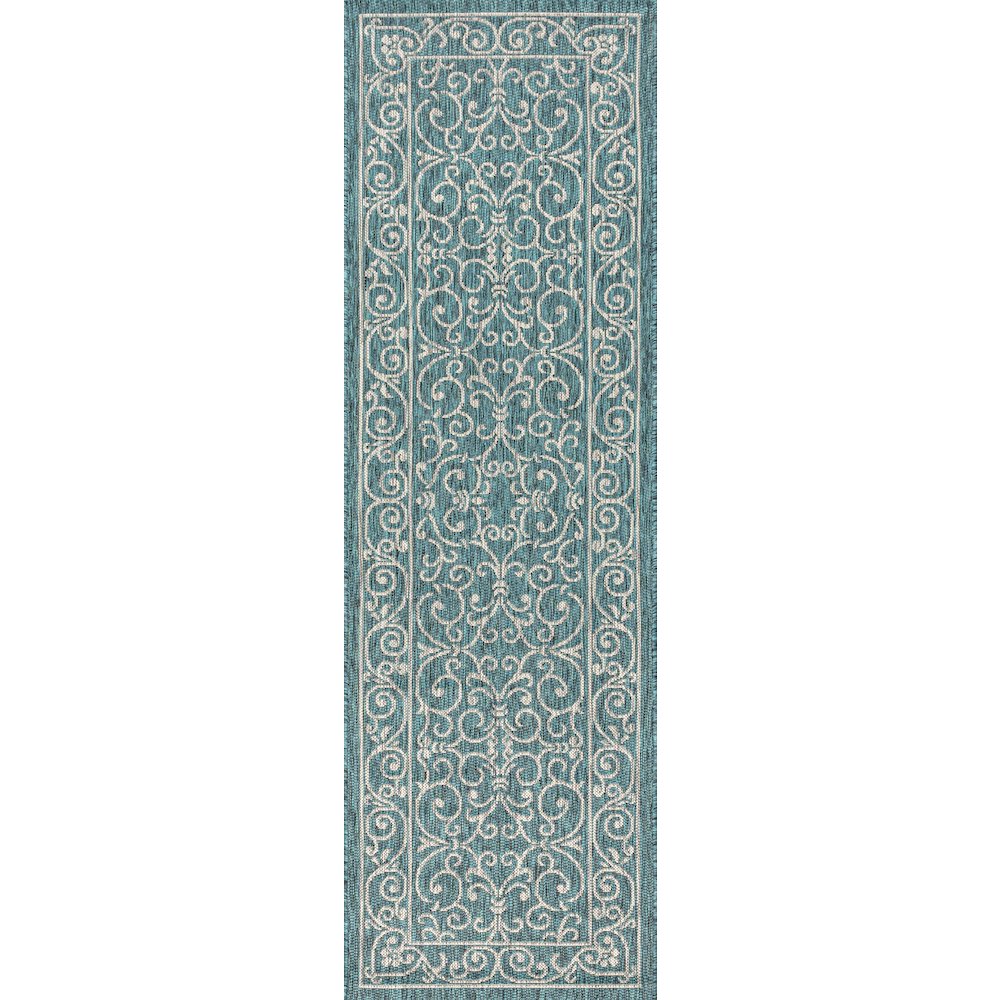 Charleston Vintage Filigree Textured Weave Indoor/Outdoor Runner Rug