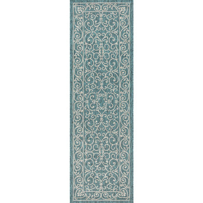 Charleston Vintage Filigree Textured Weave Indoor/Outdoor Runner Rug