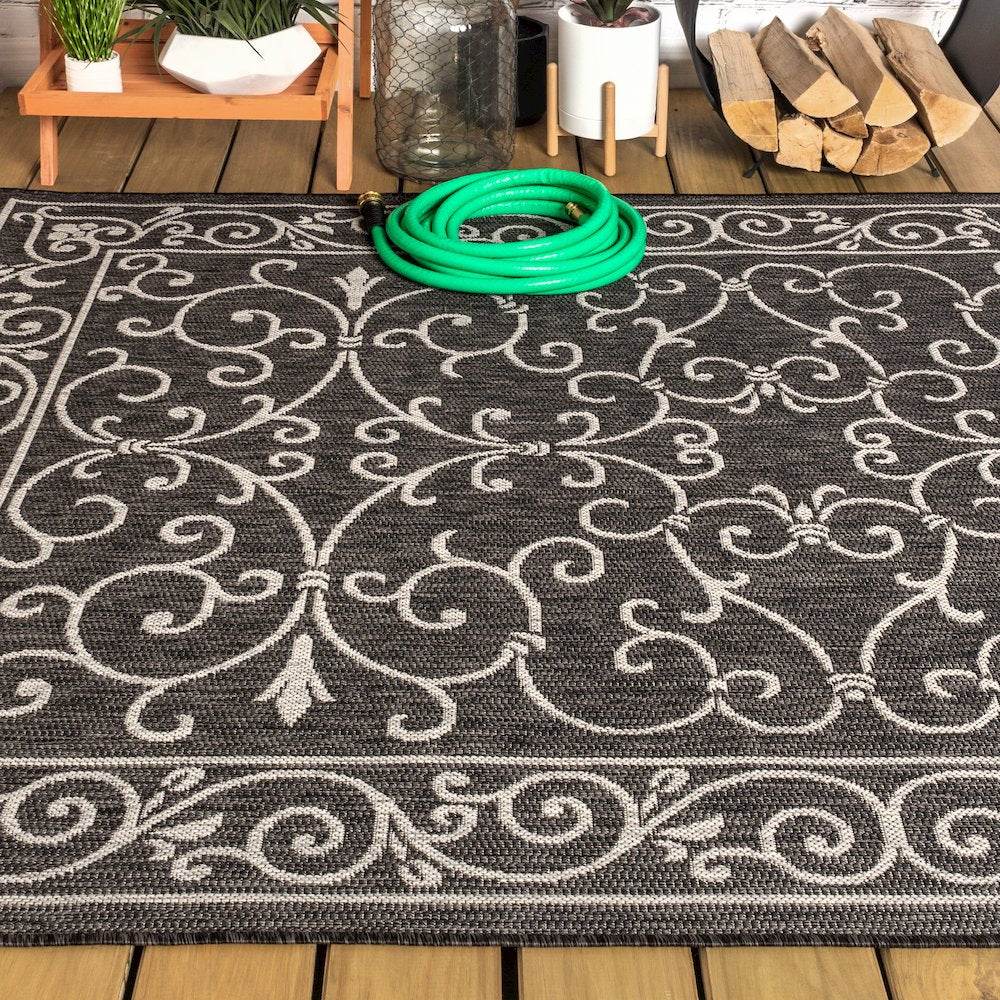 Charleston Vintage Filigree Textured Weave Indoor/Outdoor Area Rug