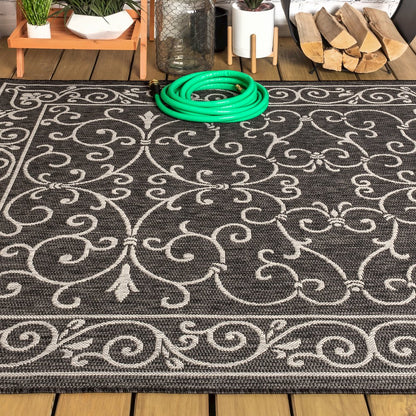 Charleston Vintage Filigree Textured Weave Indoor/Outdoor Area Rug