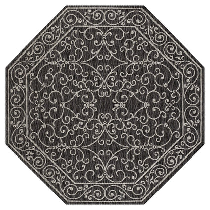 Charleston Vintage Filigree Textured Weave Beige/Brown Indoor/Outdoor Area Rug