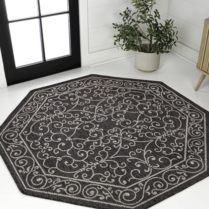 Charleston Vintage Filigree Textured Weave Beige/Brown Indoor/Outdoor Area Rug