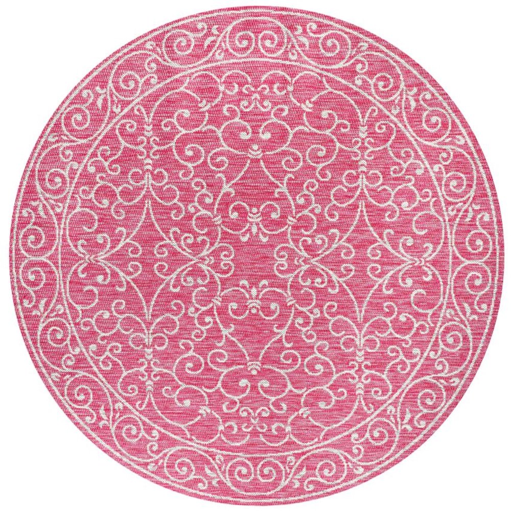 Charleston Vintage Filigree Textured Weave Indoor/Outdoor Round Rug