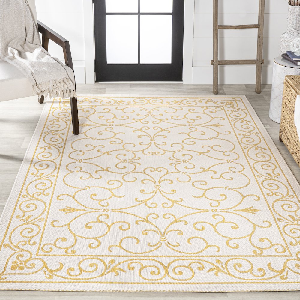 Charleston Vintage Filigree Textured Weave Indoor/Outdoor Area Rug