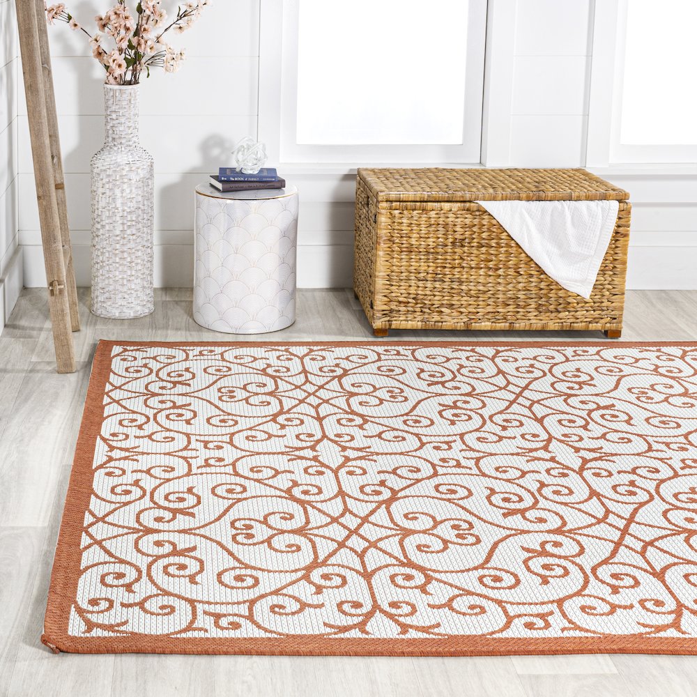 Madrid Vintage Filigree Textured Weave Indoor/Outdoor Area Rug