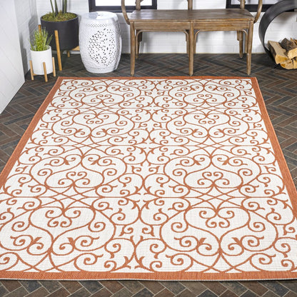 Madrid Vintage Filigree Textured Weave Indoor/Outdoor Area Rug