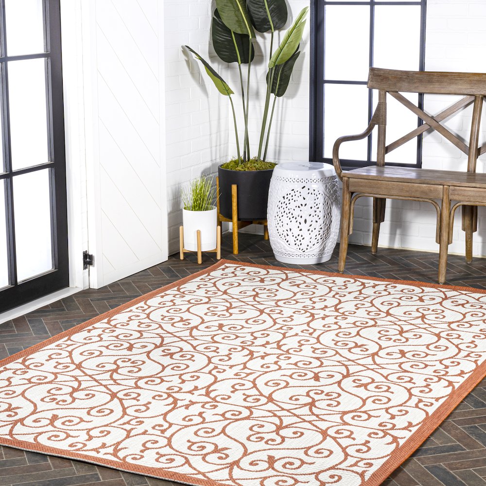 Madrid Vintage Filigree Textured Weave Indoor/Outdoor Area Rug