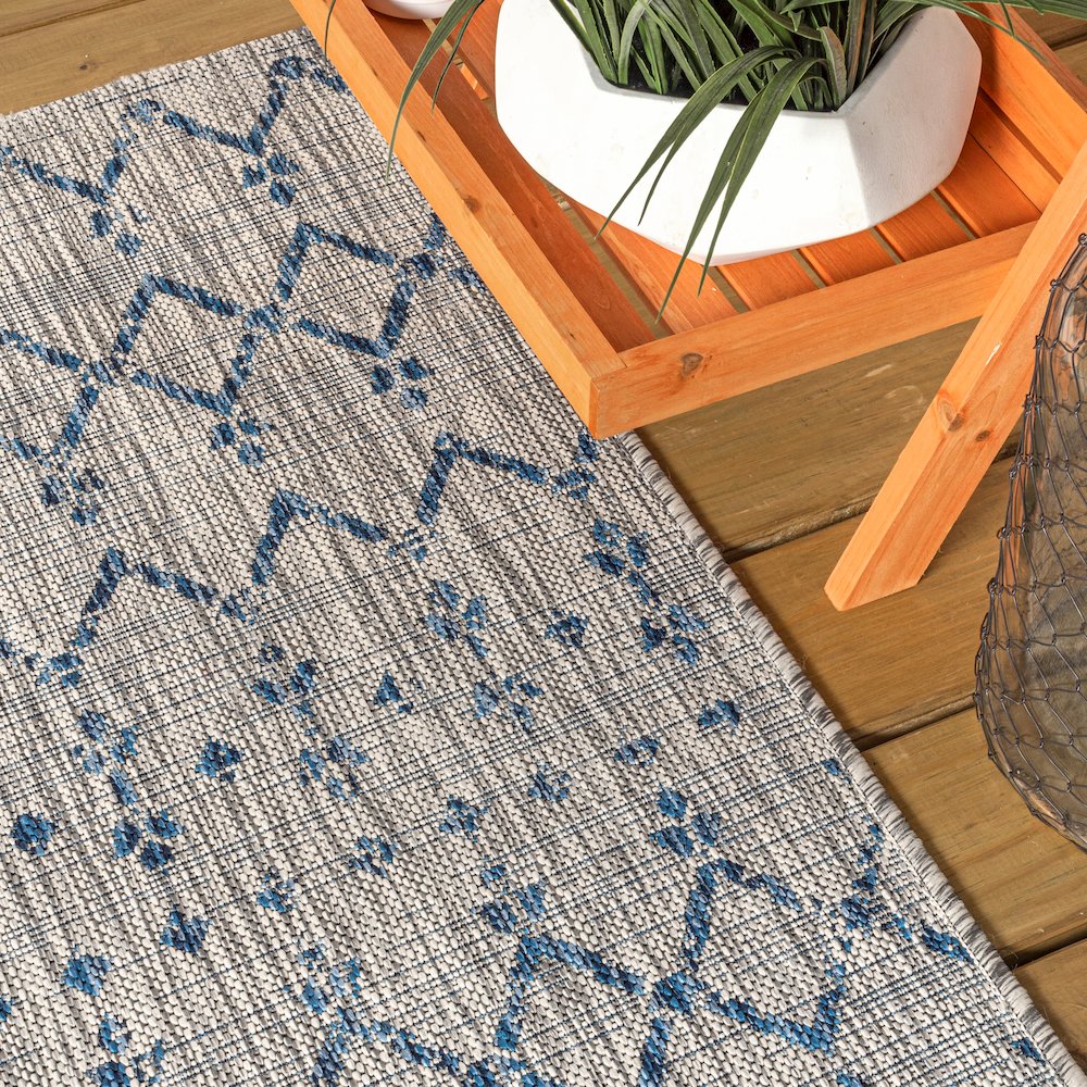 Ourika Moroccan Geometric Textured Weave Indoor/Outdoor Runner Rug