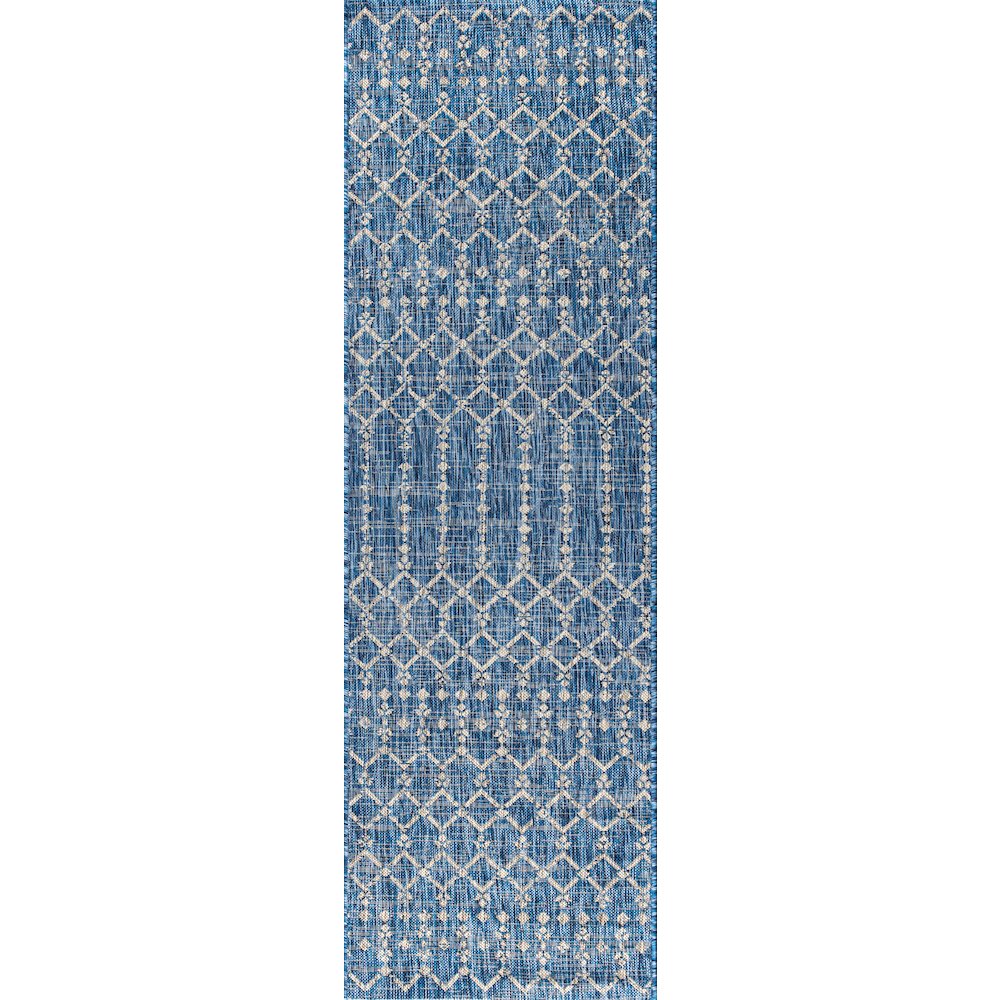 Ourika Moroccan Geometric Textured Weave Indoor/Outdoor Runner Rug
