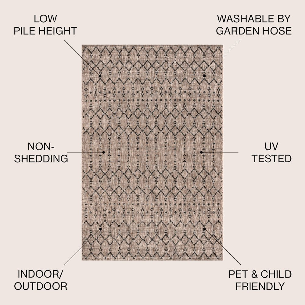 Ourika Moroccan Geometric TetuWeave Natural/Indoor/Outdoor  Rug