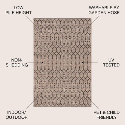 Ourika Moroccan Geometric TetuWeave Natural/Indoor/Outdoor  Rug
