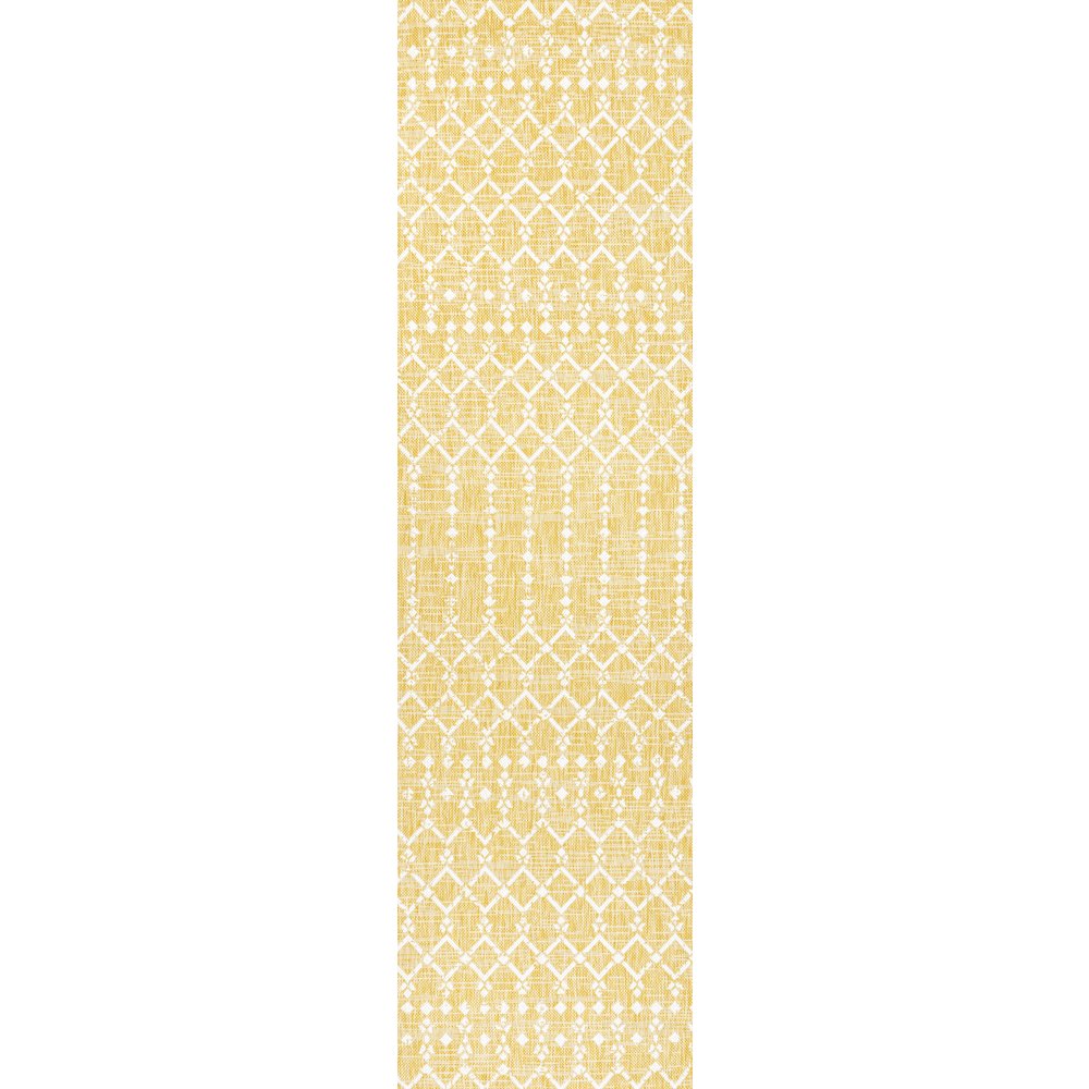 Ourika Moroccan Geometric Textured Weave Indoor/Outdoor Runner Rug