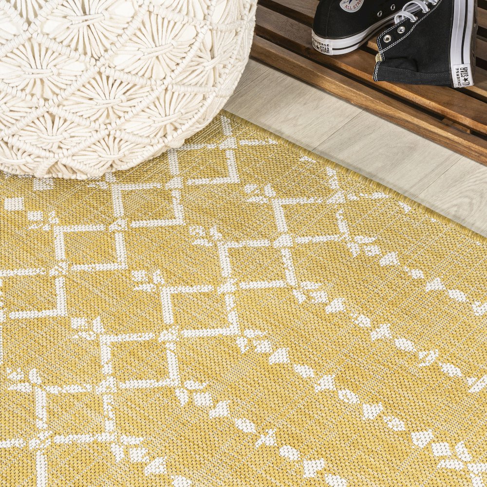 Ourika Moroccan Geometric Textured Weave Indoor/Outdoor Runner Rug
