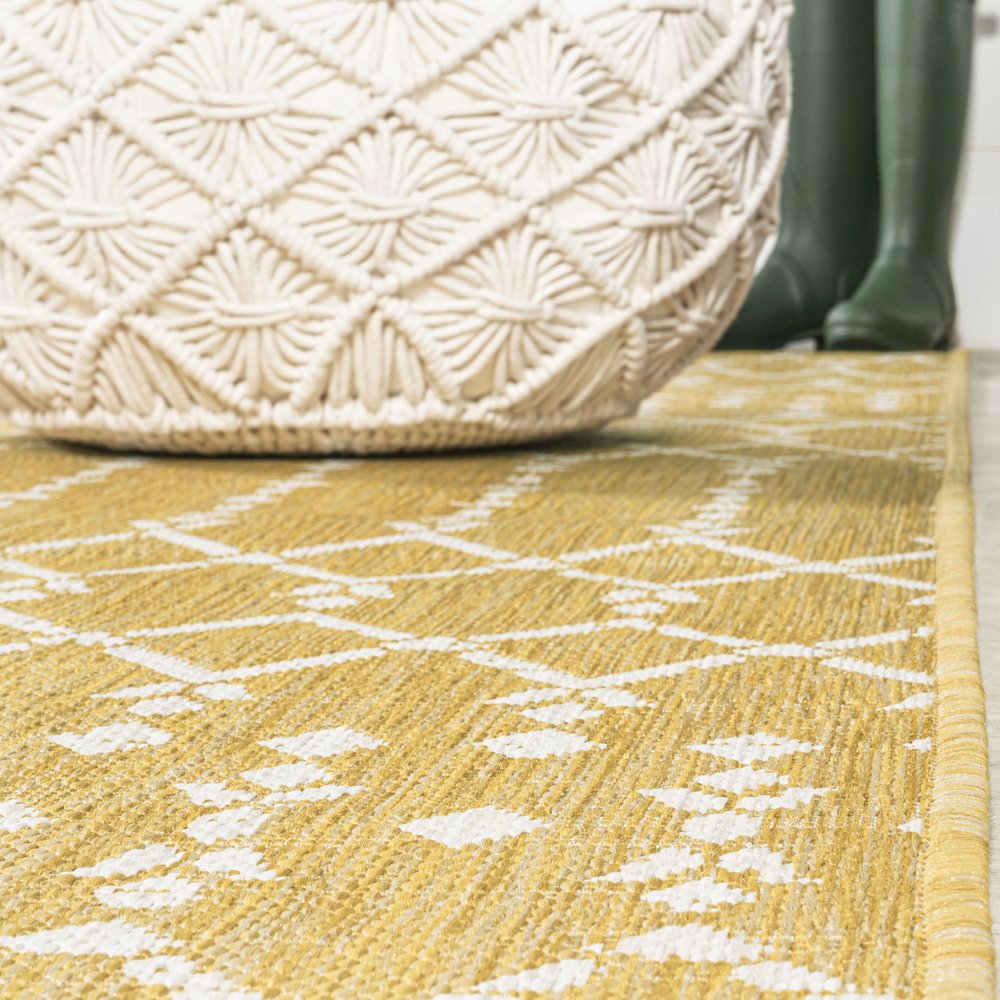 Ourika Moroccan Geometric Textured Weave Indoor/Outdoor Runner Rug