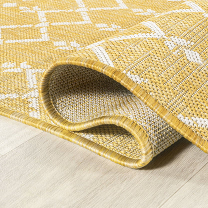 Ourika Moroccan Geometric Textured Weave Indoor/Outdoor Runner Rug