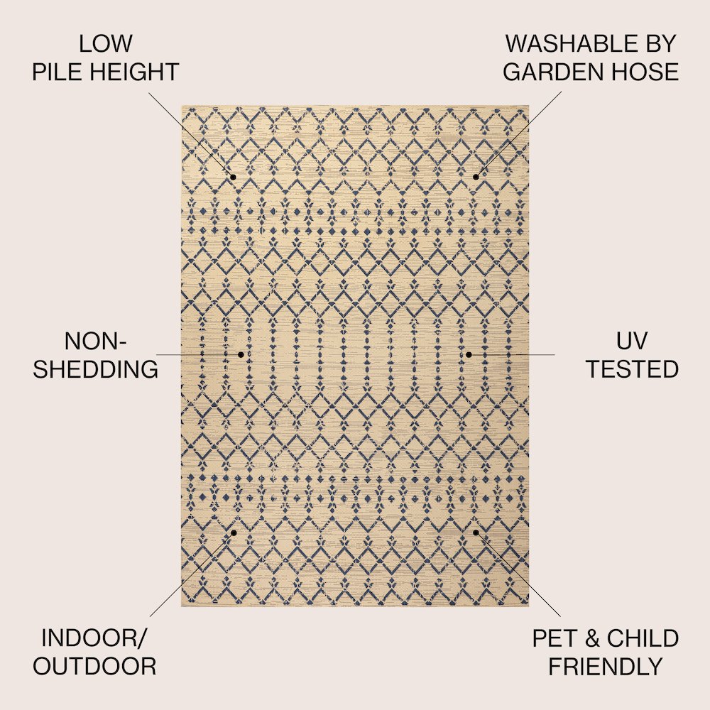 Ourika Moroccan Geometric TetuWeave Beige   Indoor/Outdoor  Rug