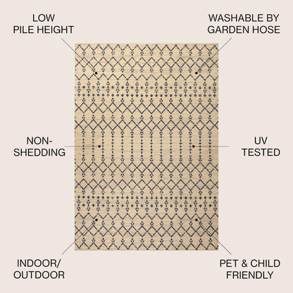 Ourika Moroccan Geometric TetuWeave Beige   Indoor/Outdoor  Rug