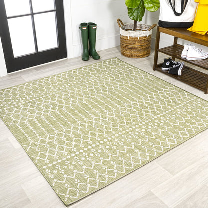 Ourika Moroccan Geometric Textured Weave Indoor/Outdoor Square Rug
