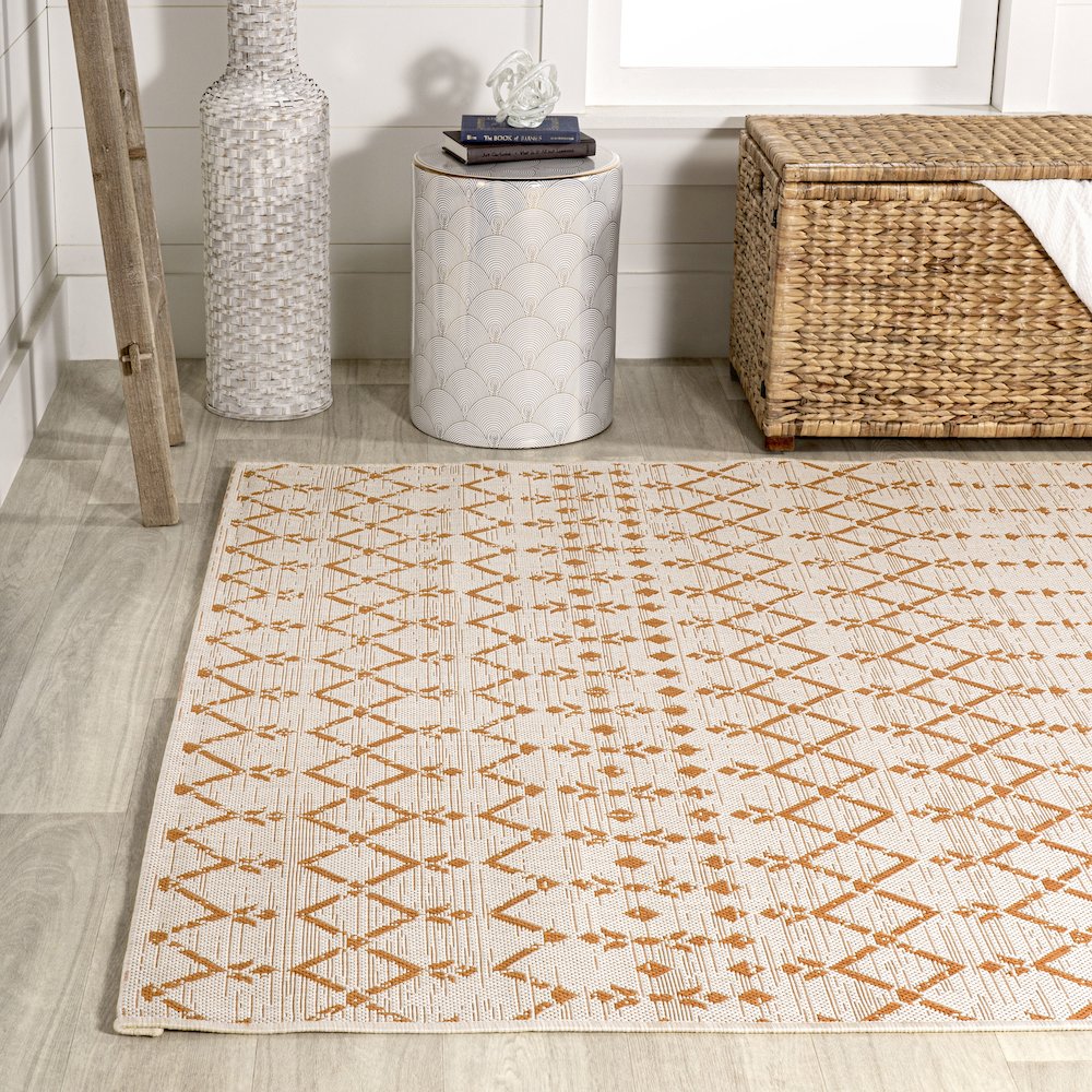 Ourika Moroccan Geometric Textured Weave Indoor/Outdoor Area Rug