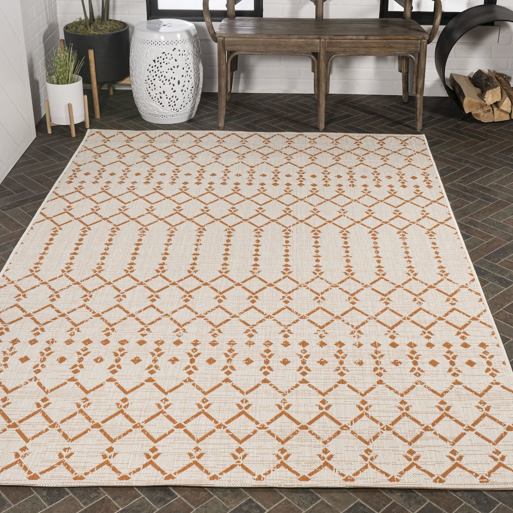 Ourika Moroccan Geometric Textured Weave Indoor/Outdoor Area Rug