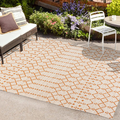 Ourika Moroccan Geometric Textured Weave Indoor/Outdoor Area Rug