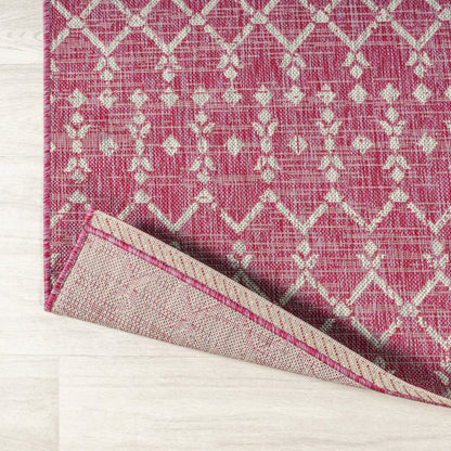 Ourika Moroccan Geometric Textured Weave Indoor/Outdoor Runner Rug