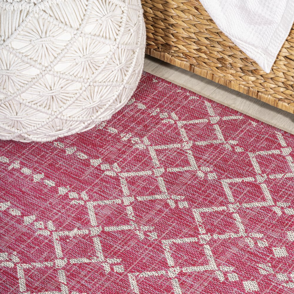 Ourika Moroccan Geometric Textured Weave Indoor/Outdoor Runner Rug