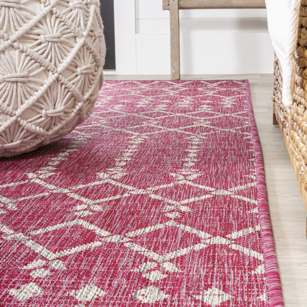 Ourika Moroccan Geometric Textured Weave Indoor/Outdoor Runner Rug