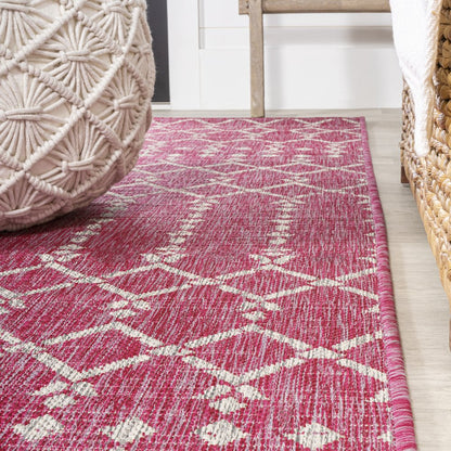 Ourika Moroccan Geometric Textured Weave Indoor/Outdoor Runner Rug