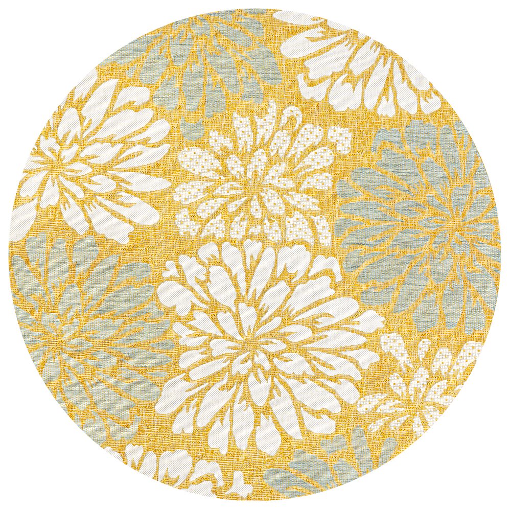 Zinnia Modern Floral Textured Weave Indoor/Outdoor Area Rug