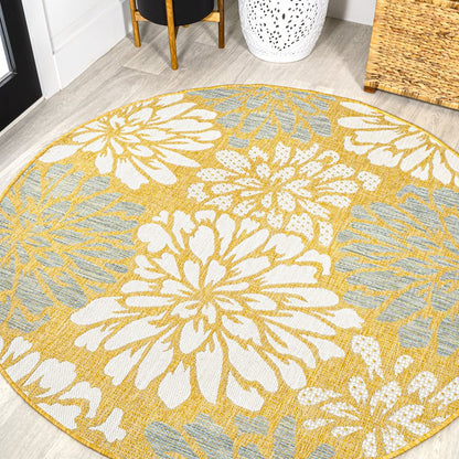 Zinnia Modern Floral Textured Weave Indoor/Outdoor Area Rug