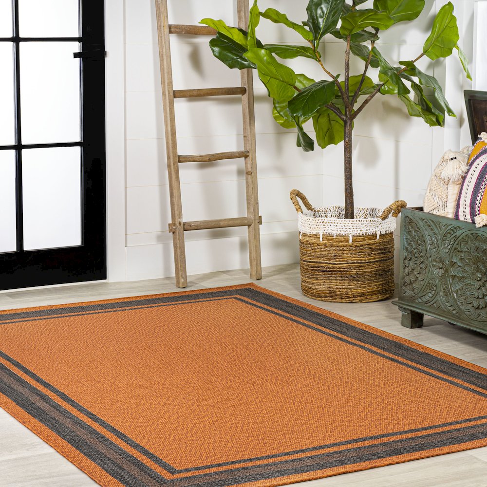 James Modern Border Stripe Indoor/Outdoor Area Rug
