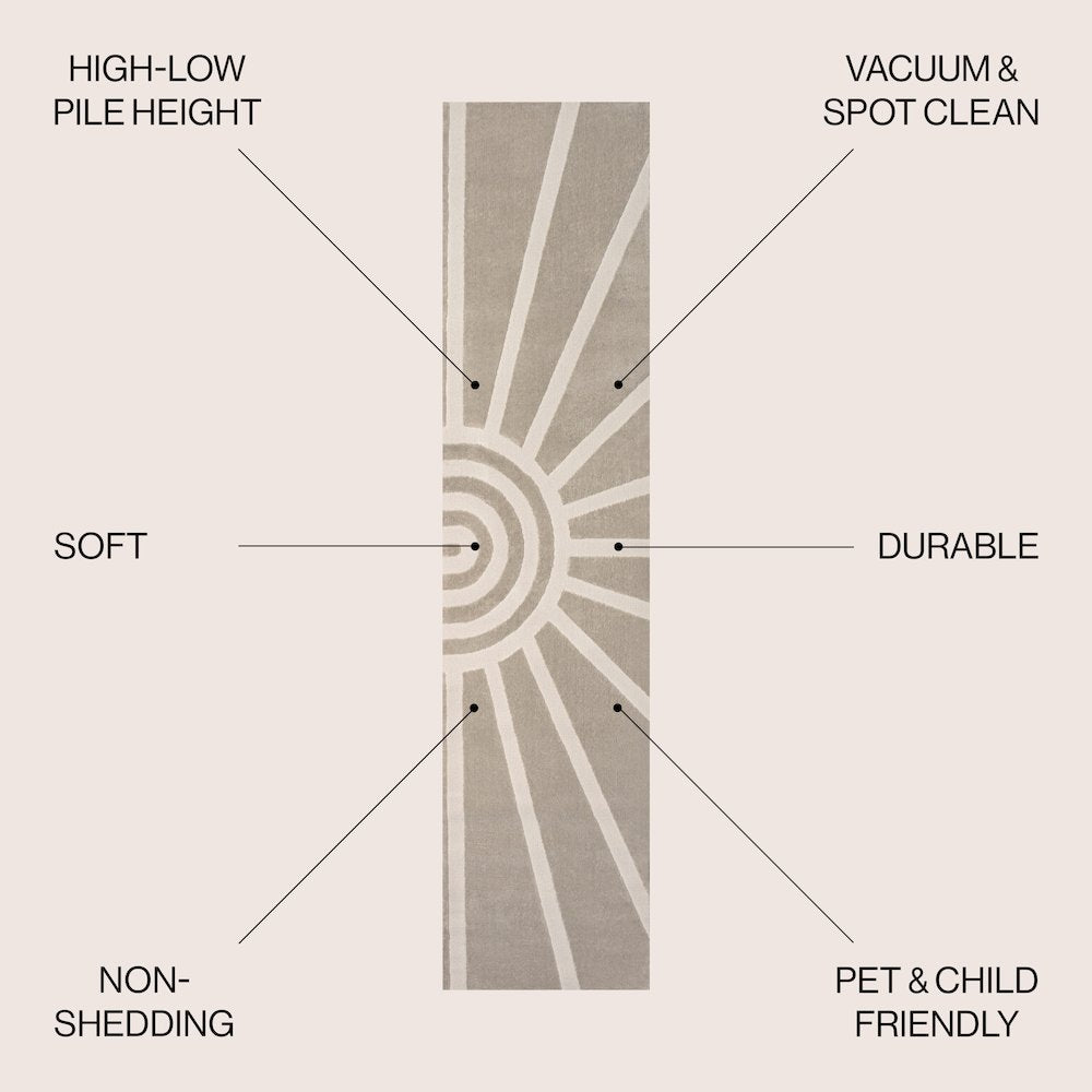 Aelius Midcentury Scandinavian Abstract Sun Two-Tone High-Low Area Rug