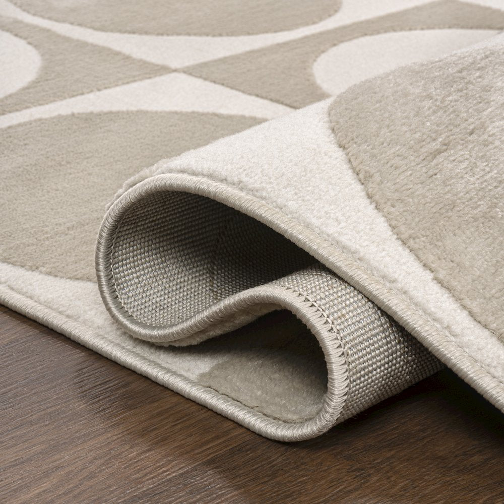 Helena Modern Geometric Circles In Squares High-Low Area Rug