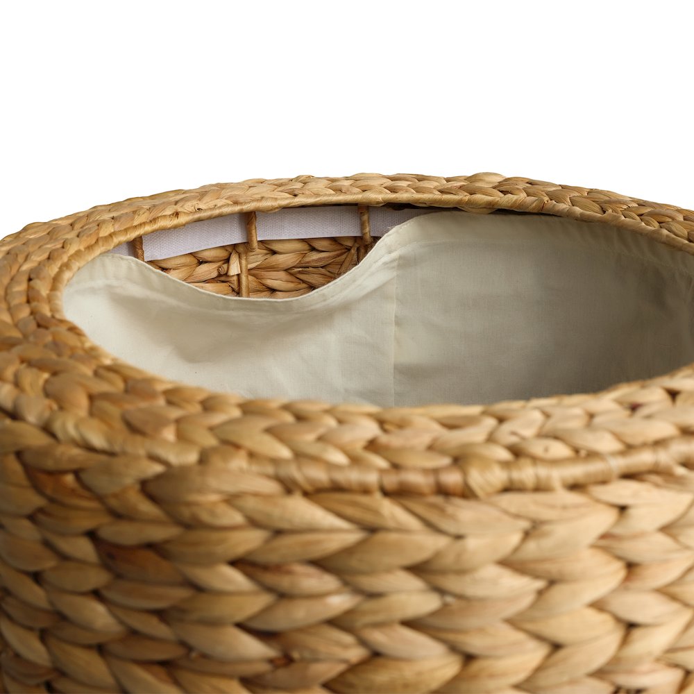 Handwoven Water Hyacinth Storage Ottoman with Lid, Natural