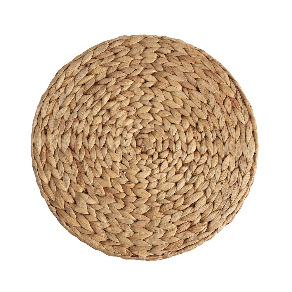 Handwoven Water Hyacinth Storage Ottoman with Lid, Natural