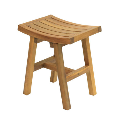 Hilice Natural Acacia Wood Slatted Shower Stool, Indoor/Outdoor Spa Bench