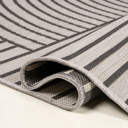 Curve Stripe Reversible Machine-Washable Indoor/Outdoor Area Rug