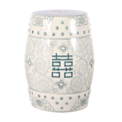 Double Chinoiserie Ceramic Drum Garden Stool