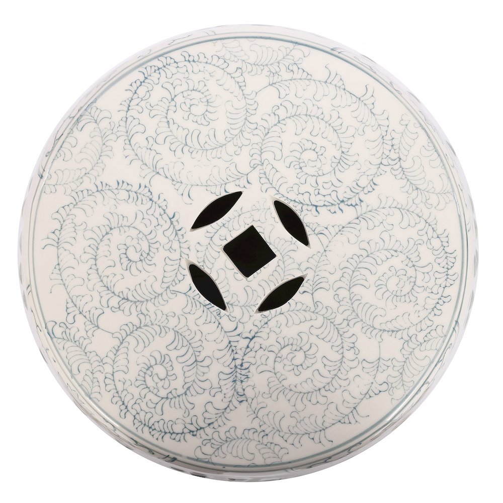 Double Chinoiserie Ceramic Drum Garden Stool